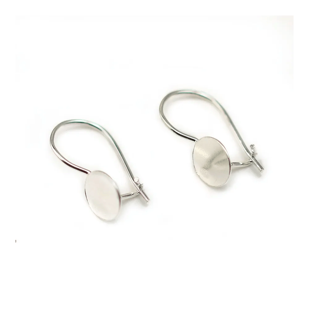 Crochets d'oreilles disque , argent 925 ,7.7x19mm x  2pcs 