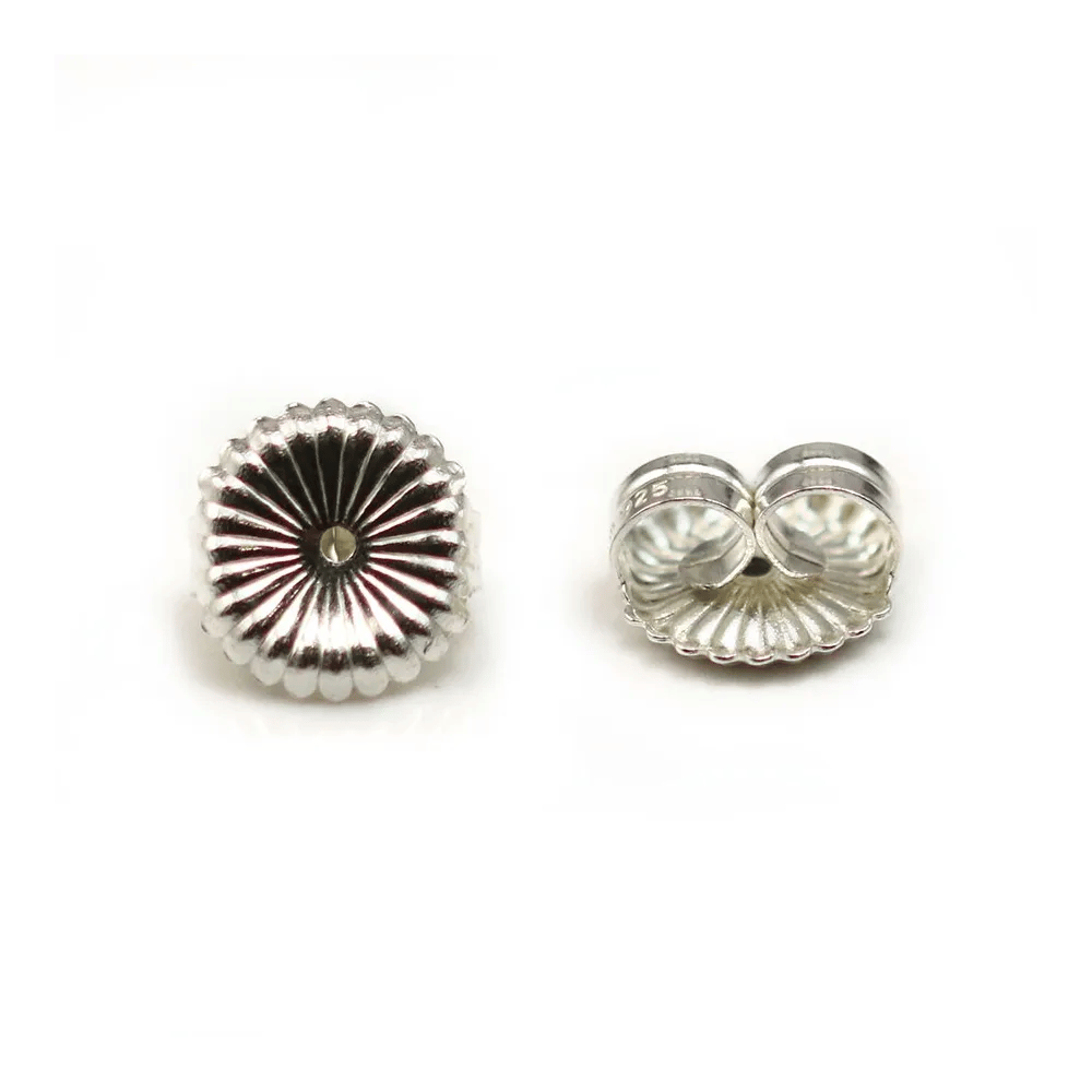 Poussoirs fleur, Argent 925 9.5mm x 2pcs