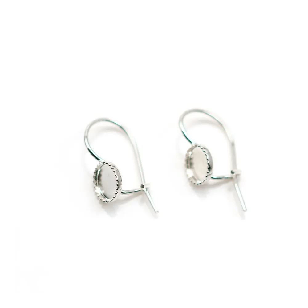 Crochet d'oreille en argent 925, porte cabochon 6mm x 2pcs