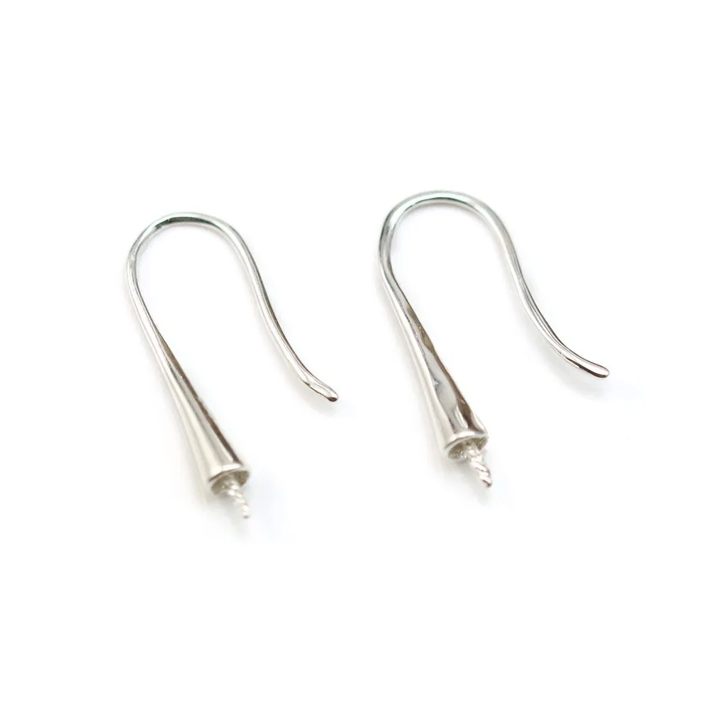 Argent 925 Rhodié Clou boucle D'oreille en coupelle x 2 st