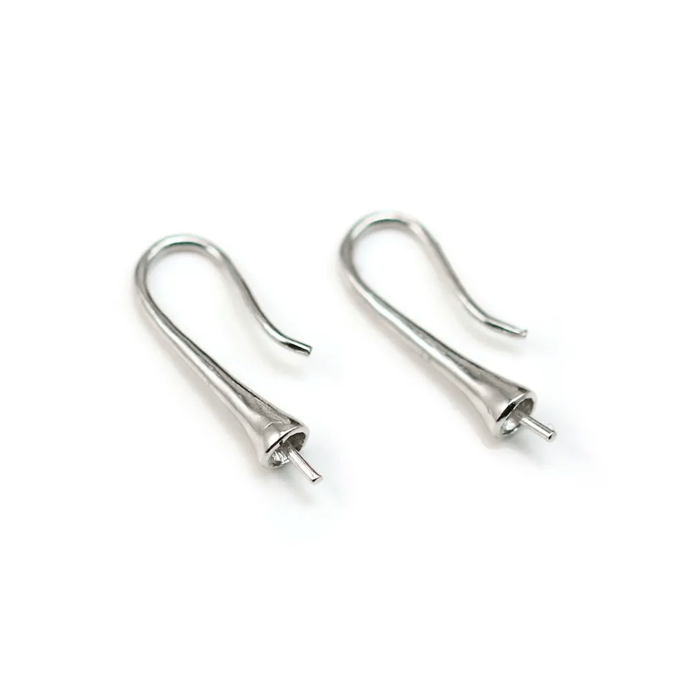 Sterling Silver 925 Rhodium  Earwires half-drilled  x 2pcs