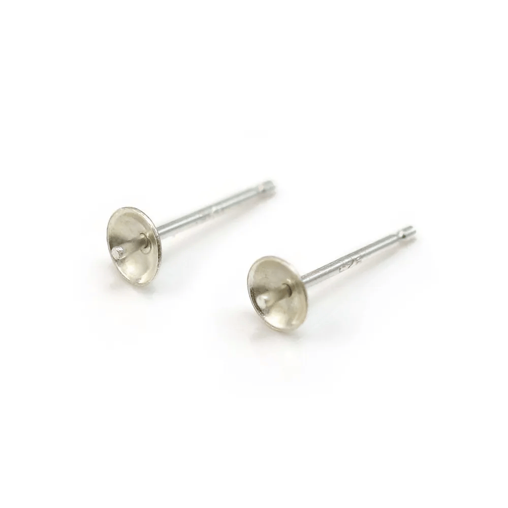Clous D'oreille pour perles semi-percées, Argent 925  4mm  X4 st 