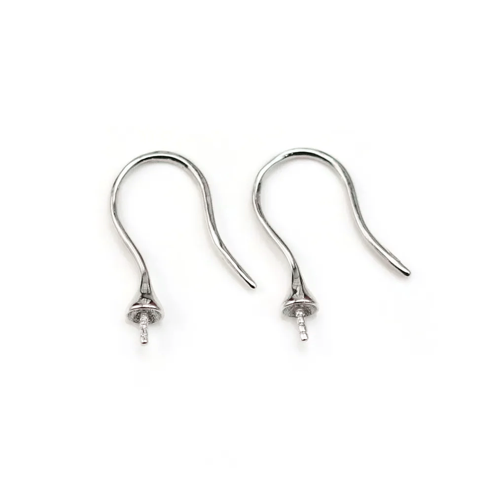 Crochets D'oreilles pour perles semi-percées, Argent 925 22mm x 2pcs