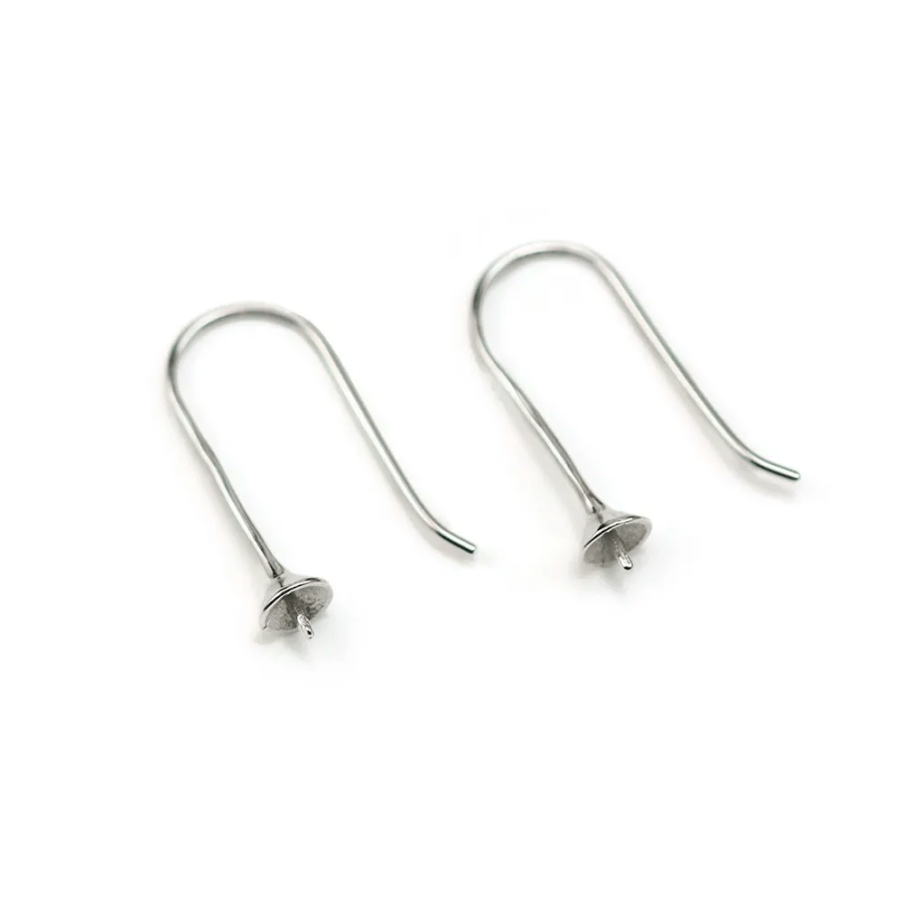 Crochets D'oreilles pour perles semi-percées, Argent 925 30mm x 2pcs