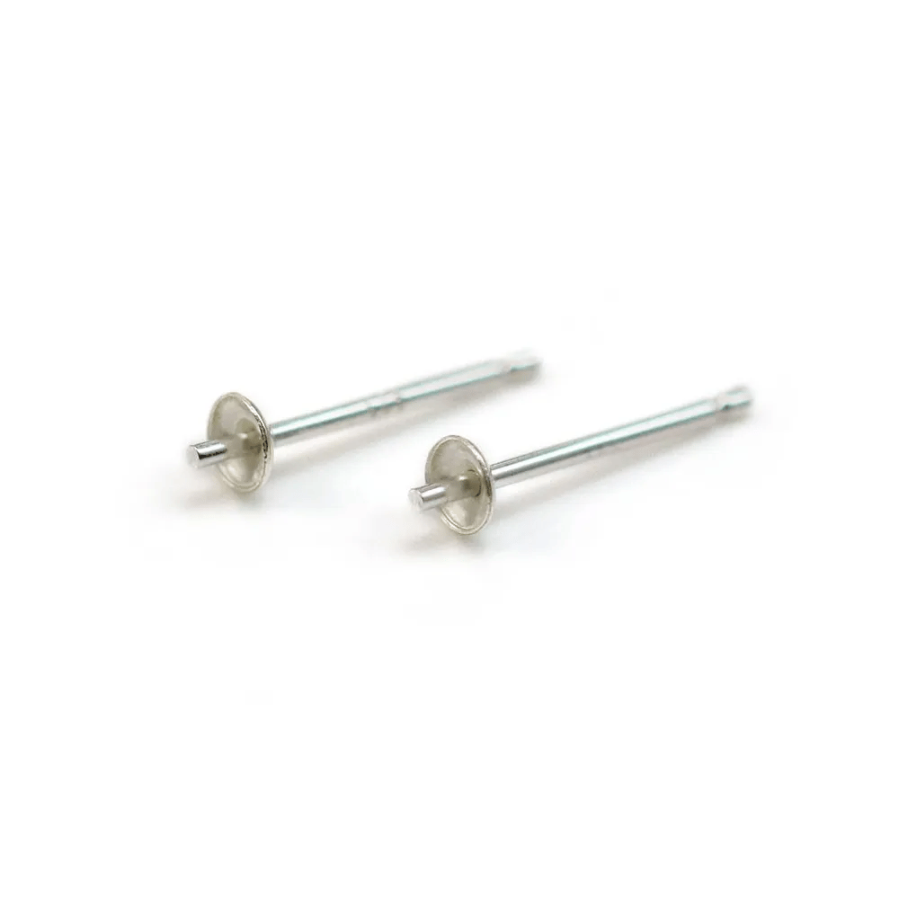 Clous D'oreilles pour perles semi-percées, Argent 925 3mmX  4 st 