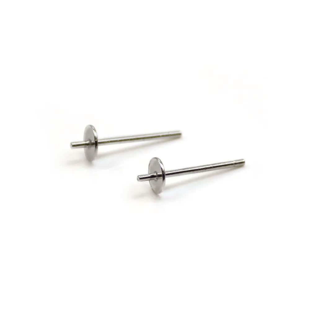 Clous d'oreilles rond plat en argent 925 rhodié 4mm x 4pcs