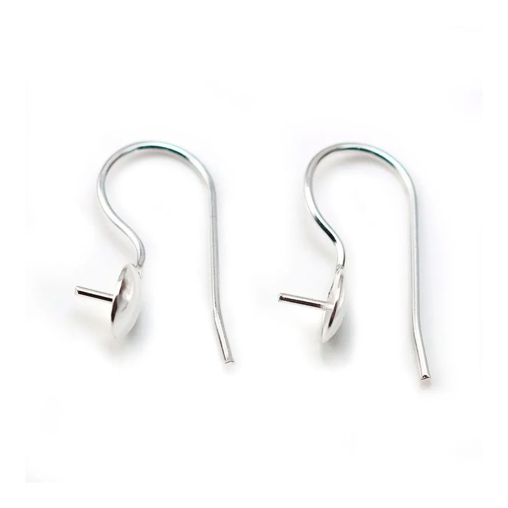 Crochets d'oreille en argent 925, avec coupelle, 21 * 9mm  x 2pcs