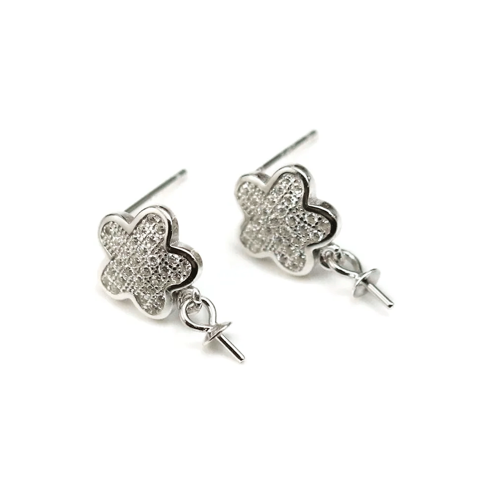 Argent 925  Rhodié treflet 8mm x 4pcs