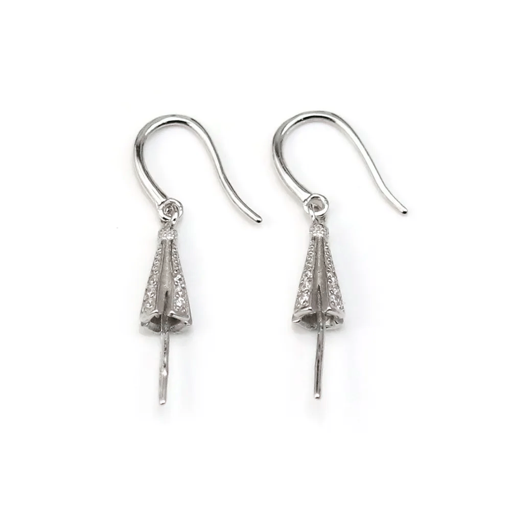 Crochet d'oreilles & attache pendentif pour perles semi-percées ,argent 925 rhodié x 2pcs