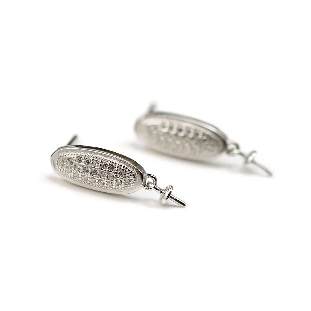 Argent 925 rhodié Clou d'oreille x 4 pcs