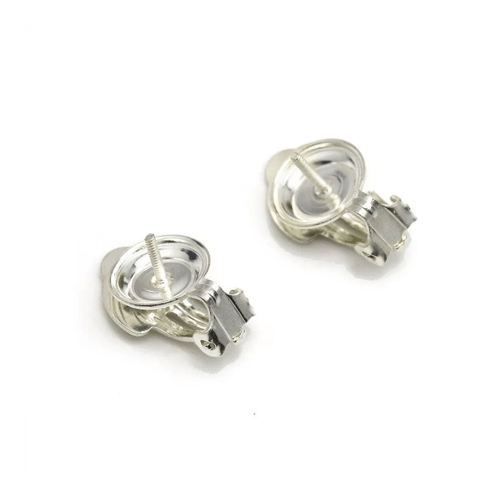 Clip d´oreilles, en argent 925, mesurant 8.5mm, pour perles semi-percée x 20pcs