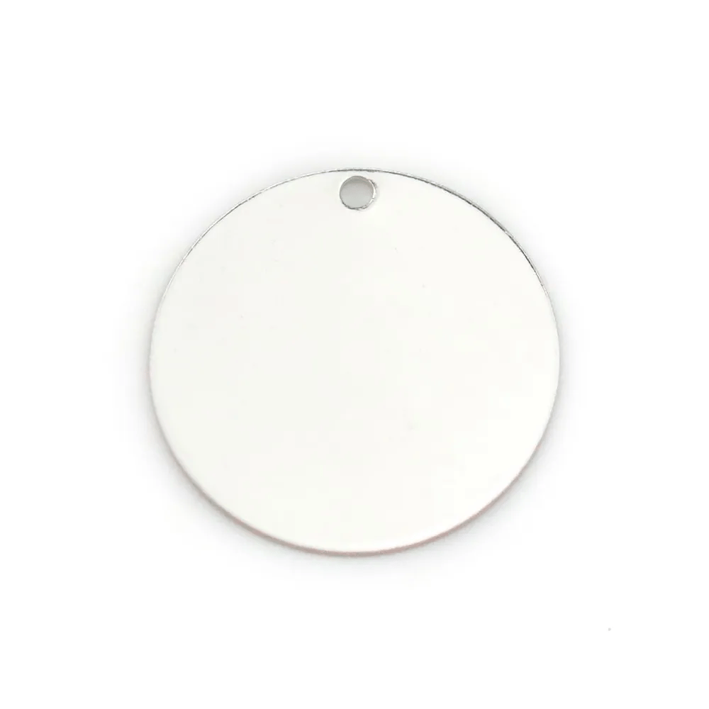 Argent 925 Breloque médaille à graver 1 côté 18mm x 1pc