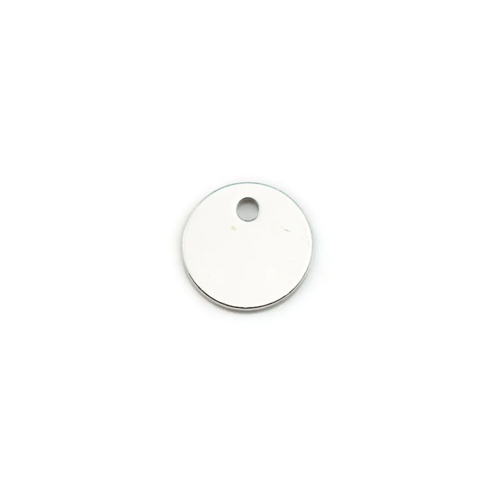 Breloque médaille ronde à graver en argent 925 8mm x 4pcs