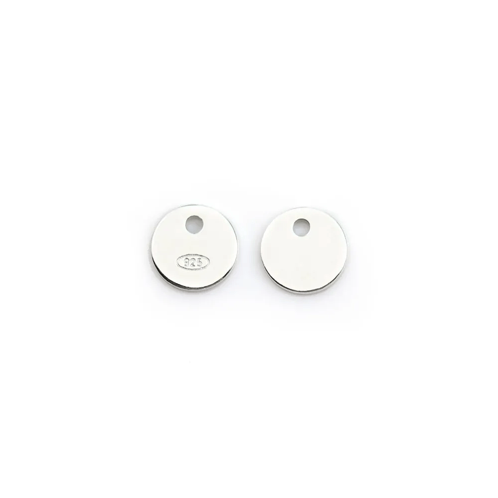 925 sterling silver "silver" tag 7mm  x 5pcs
