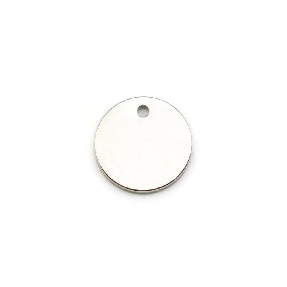 Argent 925 Breloque médaille à graver 1 côté 10mm x 2pcs