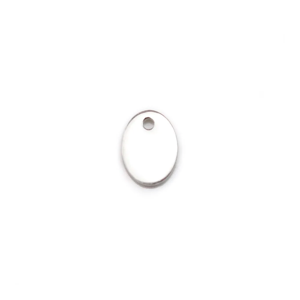Breloque médaille ovale en argent 925 à graver 5x7mm x 2pcs