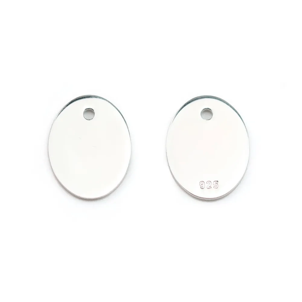 Breloque médaille ovale à graver en argent 925 11x14mm x 1pc