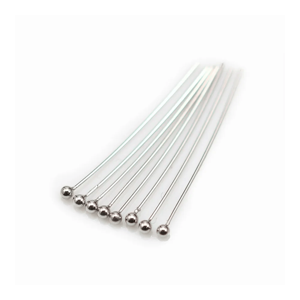 Clou à tête boule argent 925 rhodié 1.5x0.35x25mm x 10pcs
