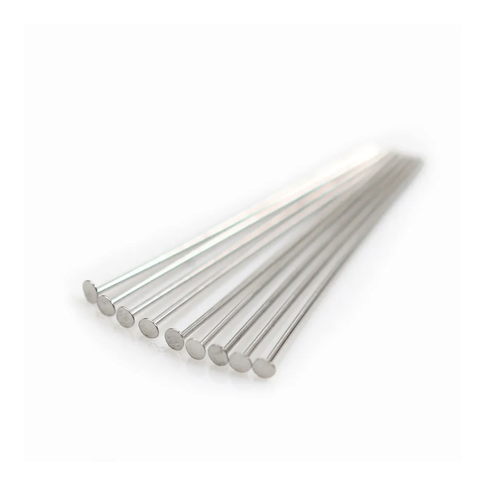 Clou tête plate  1.8X0.5X 25mm  Argent 925 Rhodié  x10pcs