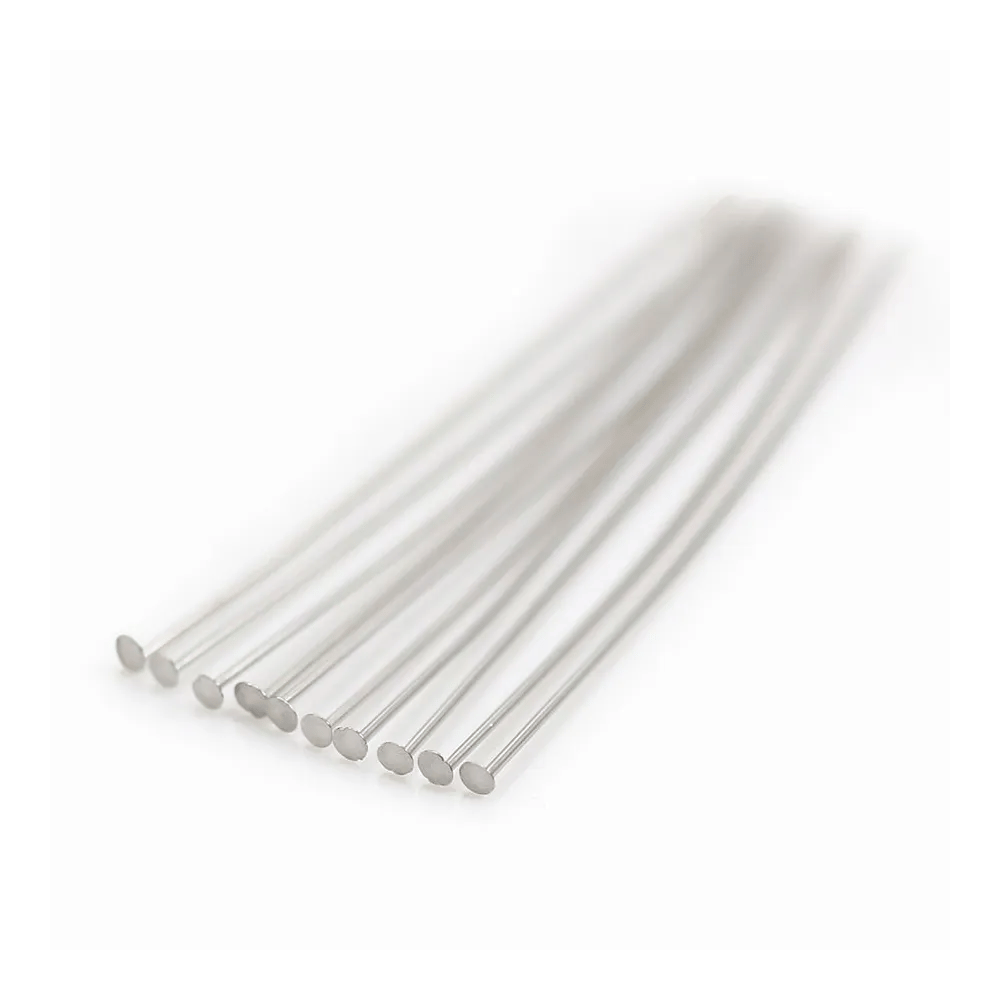Clou à tête plate en argent 925 rhodié 1.5x0.5x40mm x10pcs