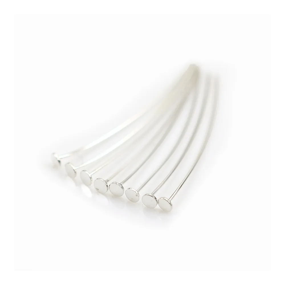 Clou à tête plate en argent 925 2x0.4x25mm x 10pcs