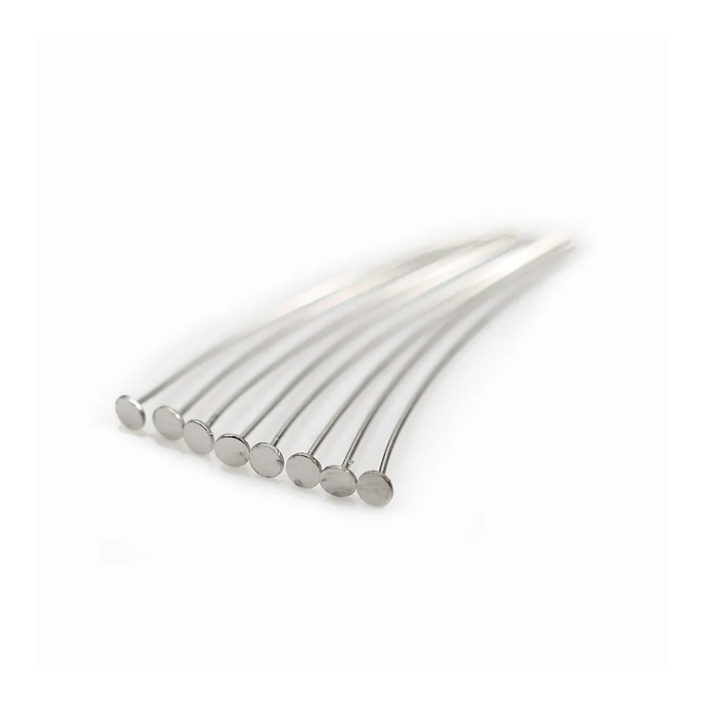 Clou tête plate  2X0.38X 25mm  Argent 925 Rhodié  x20pcs