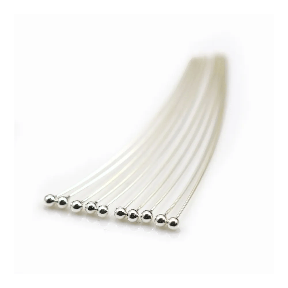Sterling Silver 925 head round pin 1.7x40mm x 10pcs