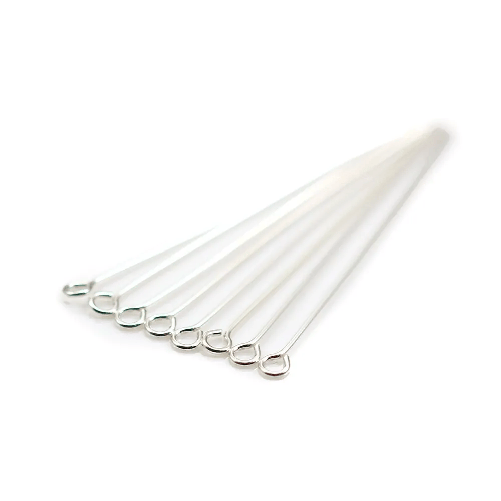 925 sterling silver pin with a ring end 0.6x40mm x 8pcs