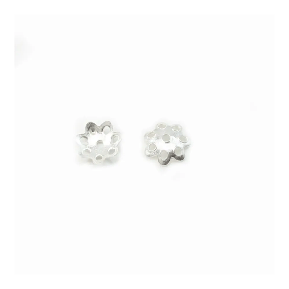 Argent 925 Coupelle en Fleur 6mm x 10pcs