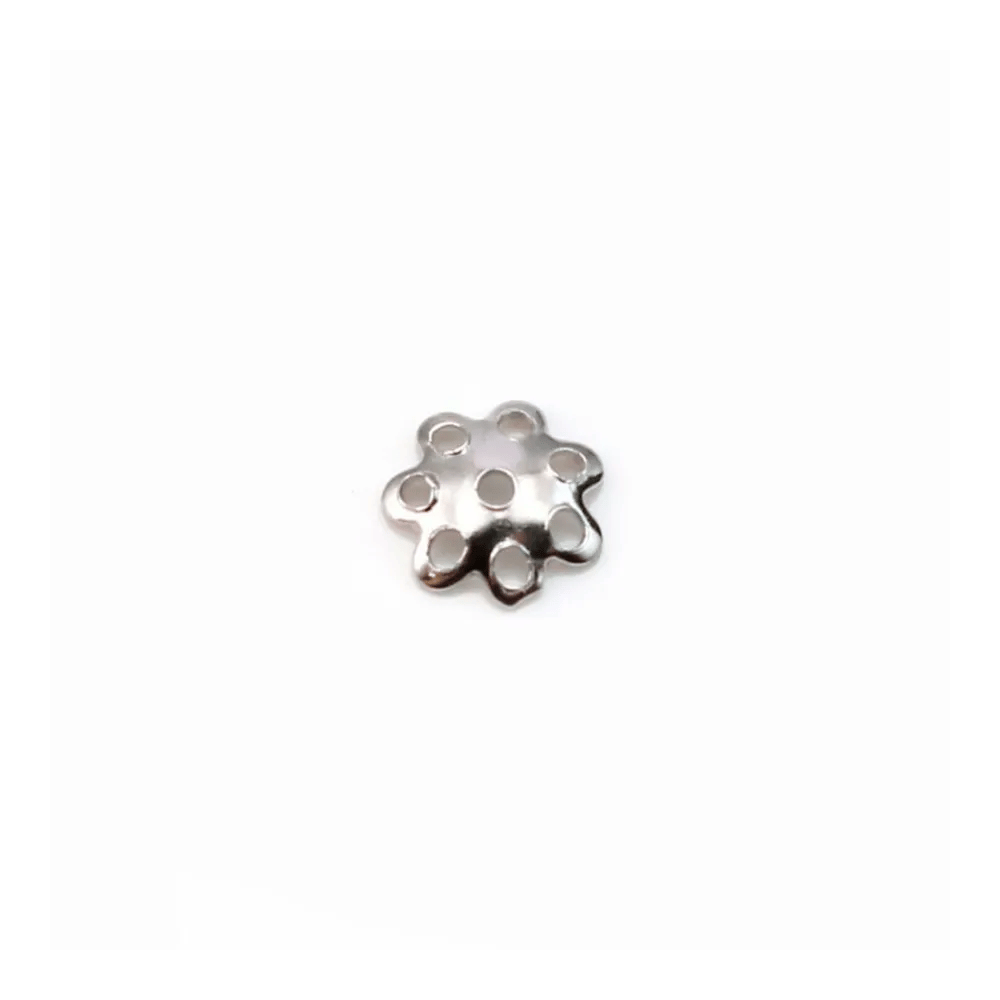Coupelle en Fleur Argent 925 Rhodié 6mm x 10pcs