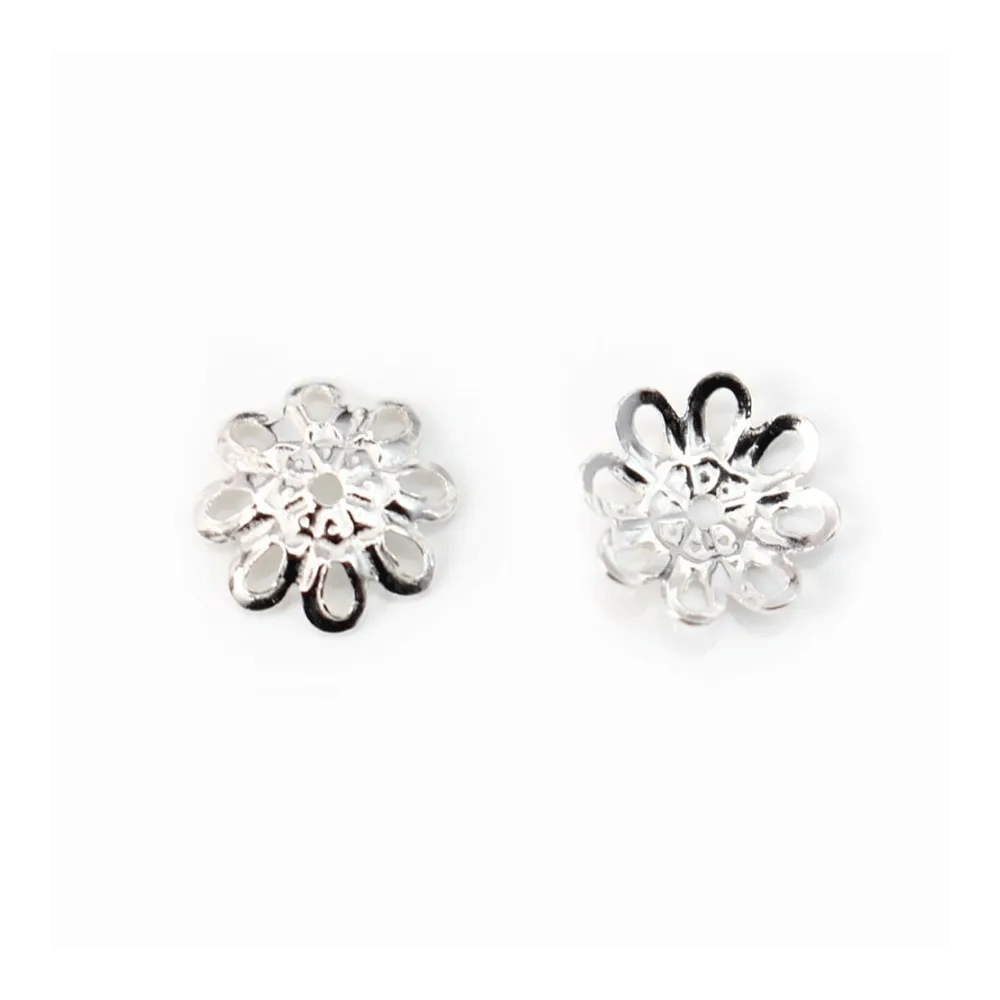 Coupelle Fleur Argent 925 , 8mm x 4pcs