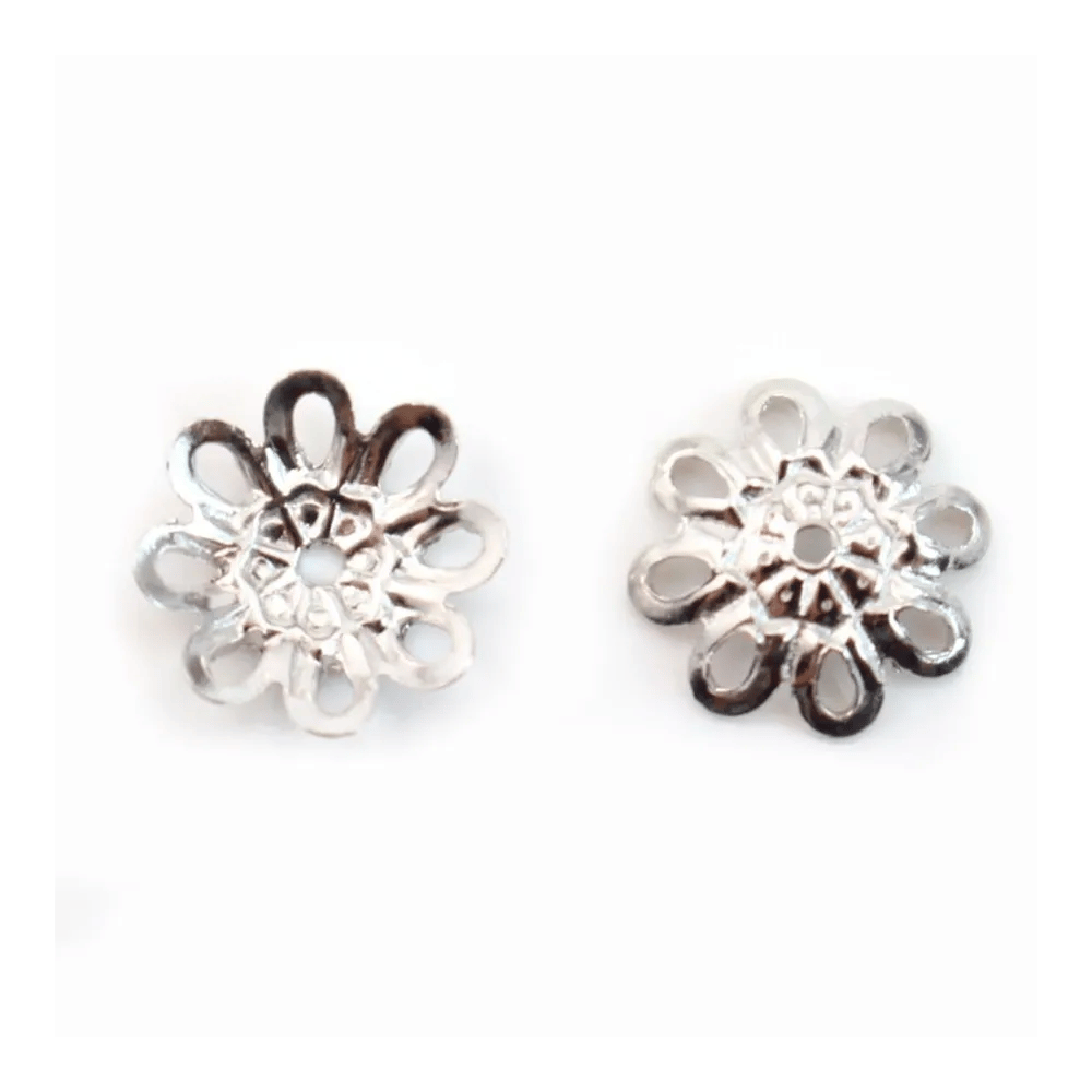 Coupelle Fleur Argent 925 Rhodié 8mm x 4pcs