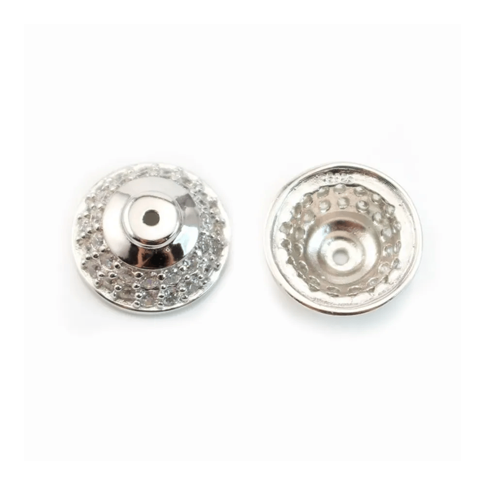 Coupelle & Zircon Argent 925 Rhodié 13mm  x 1pc