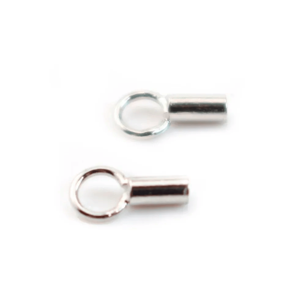 Embouts  pour cordon 1 mm argent 925 Rhodié x4pcs