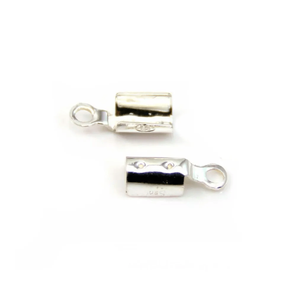 Embout pince pour lacet plat, 4 mm argent 925 x 2pcs