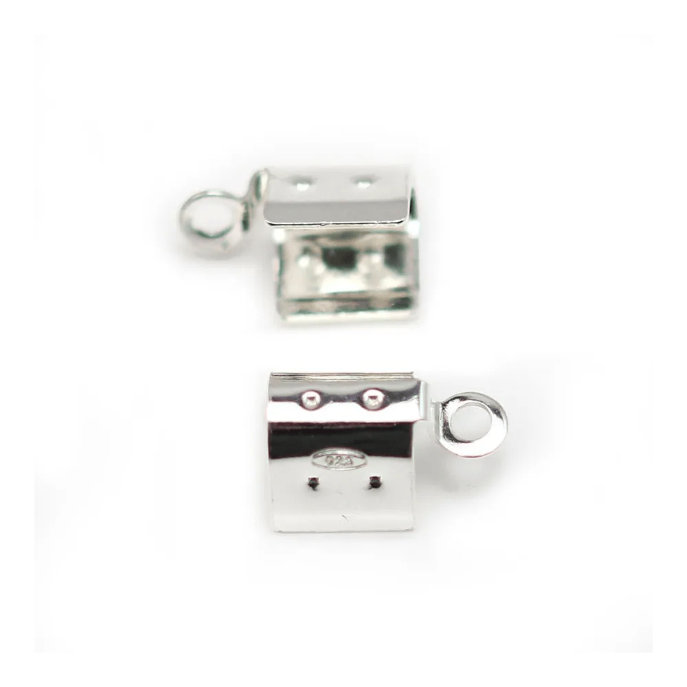 Tip clamp in 925 silver, for cord and lace, 4mm x 4pcs