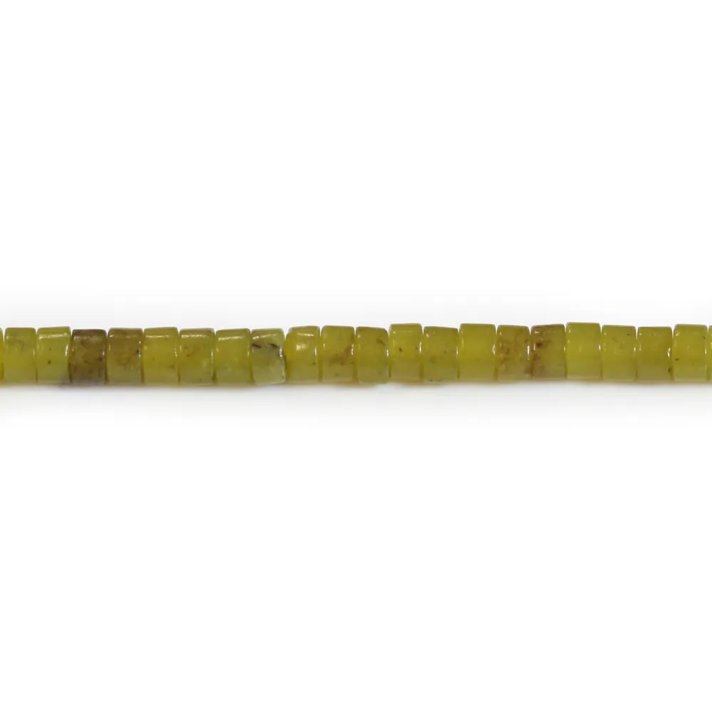Jade coréen jaune vert, en forme de Heishi, 2x4mm x 40cm
