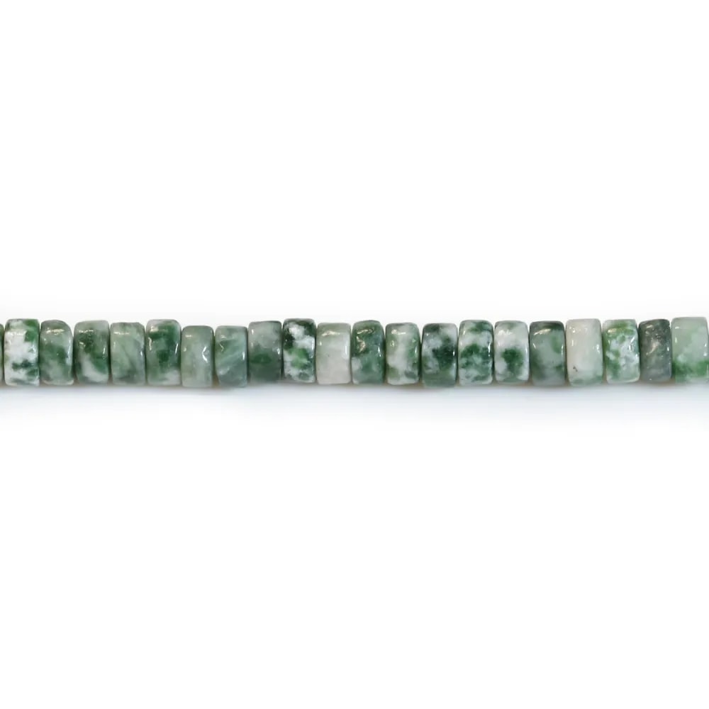 Jaspe de tache verte, en forme de rondelle Heishi 2x4mm x 40cm