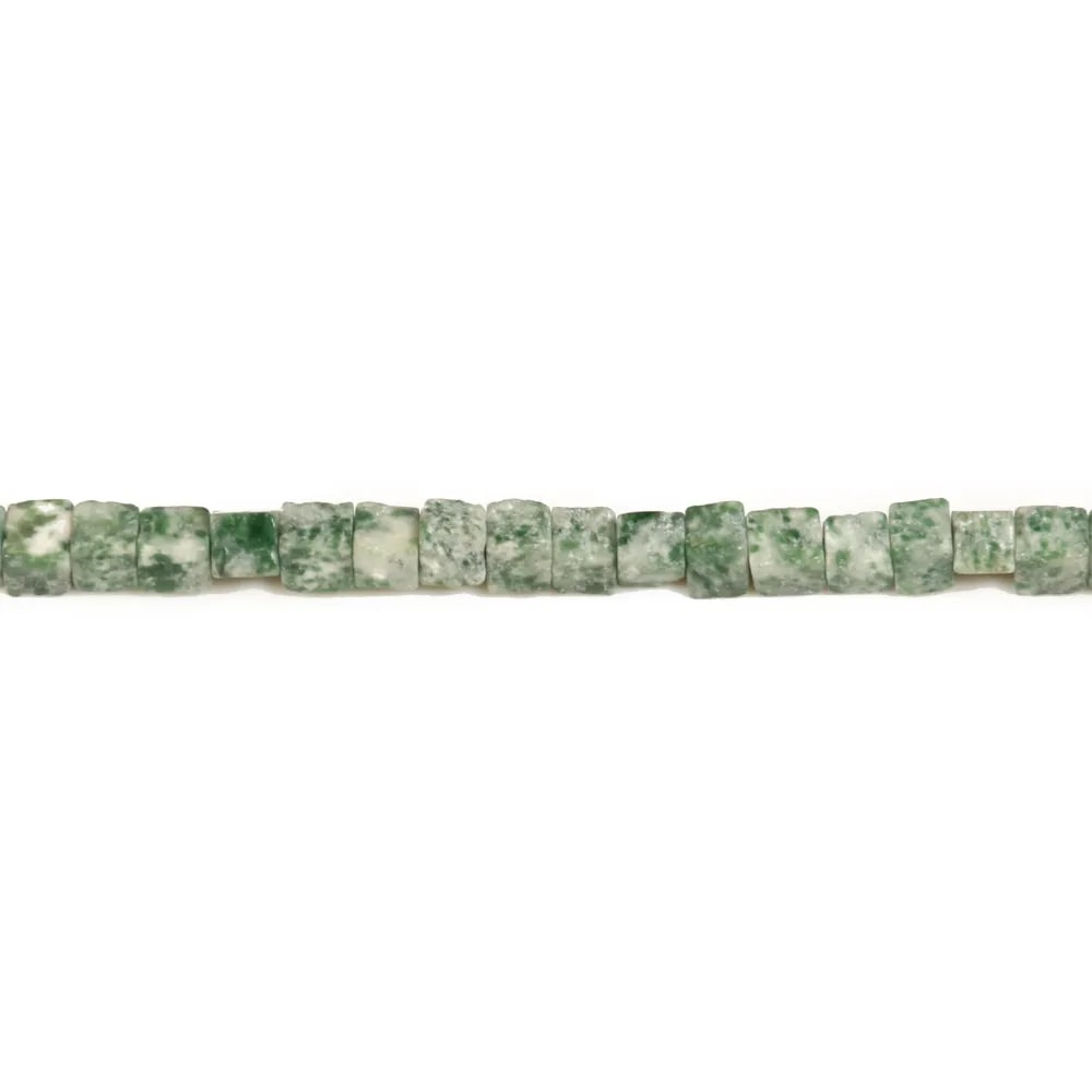 Jaspe de tache verte, en forme de cube, 4mm x 38cm