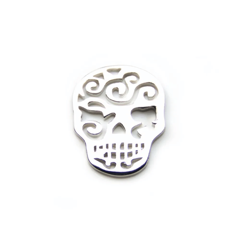 Tête de mort ajourée argent 925 ,13x16mm  x 1pc