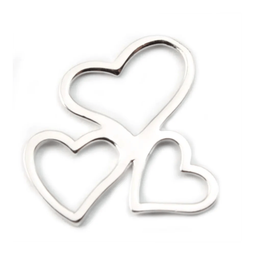 Argent 925 intercalaire trois coeurs ajouté 20 mm x 1pc