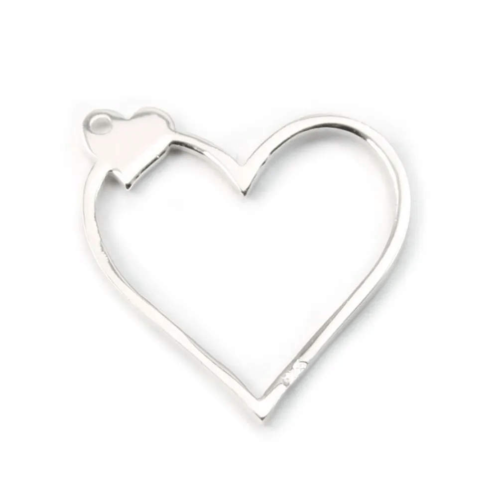 Argent 925 intercalaire coeur ajouté 20x20 mm x 1pc