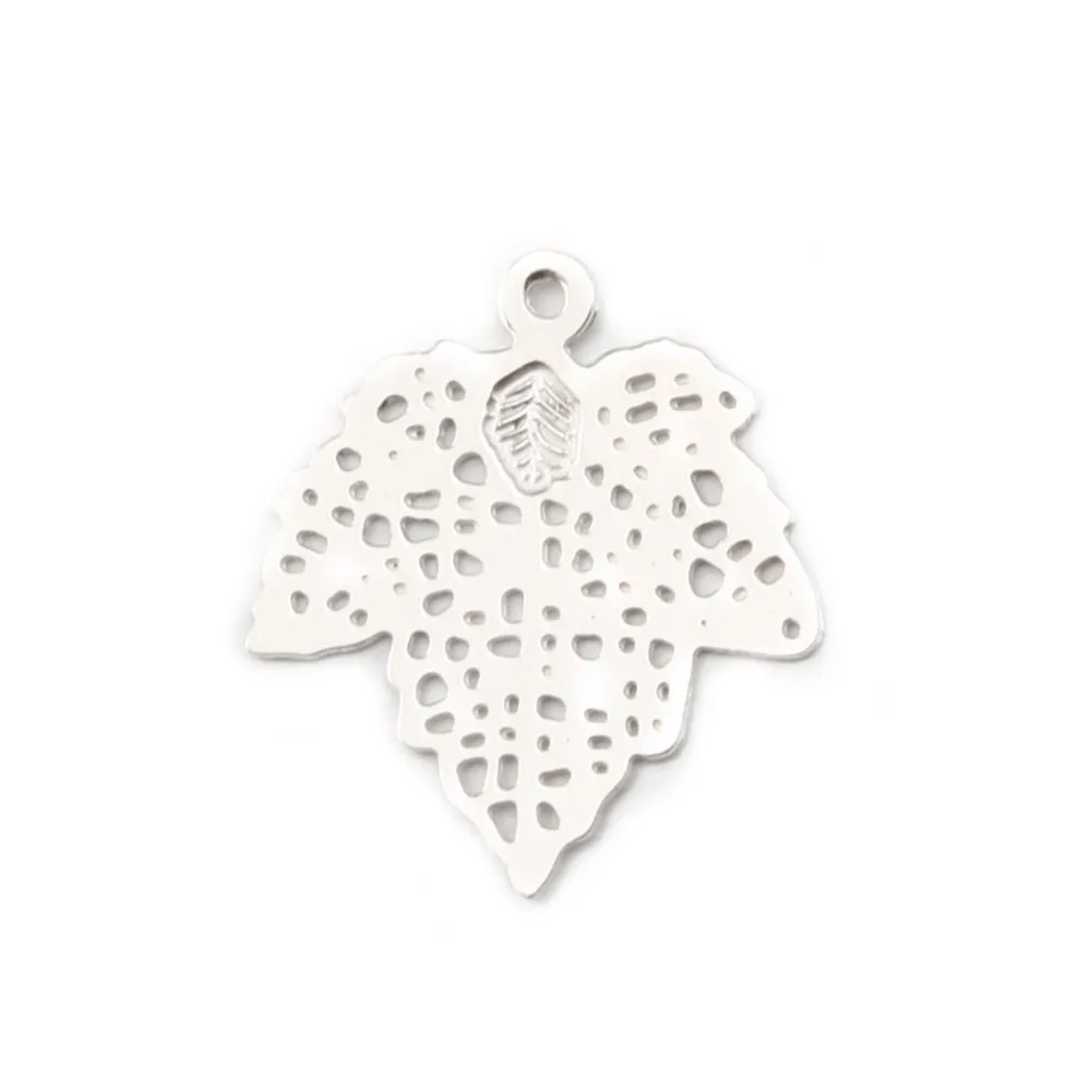 Breloque feuille Ajouté12x15 mm Argent  925 x 2 pc