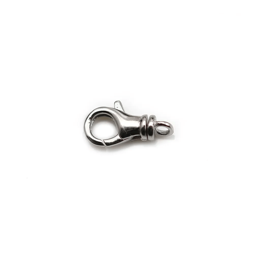 Fermoir mousqueton, avec anneau, en argent 925 rhodié, 6.5 * 11mm x 1pc