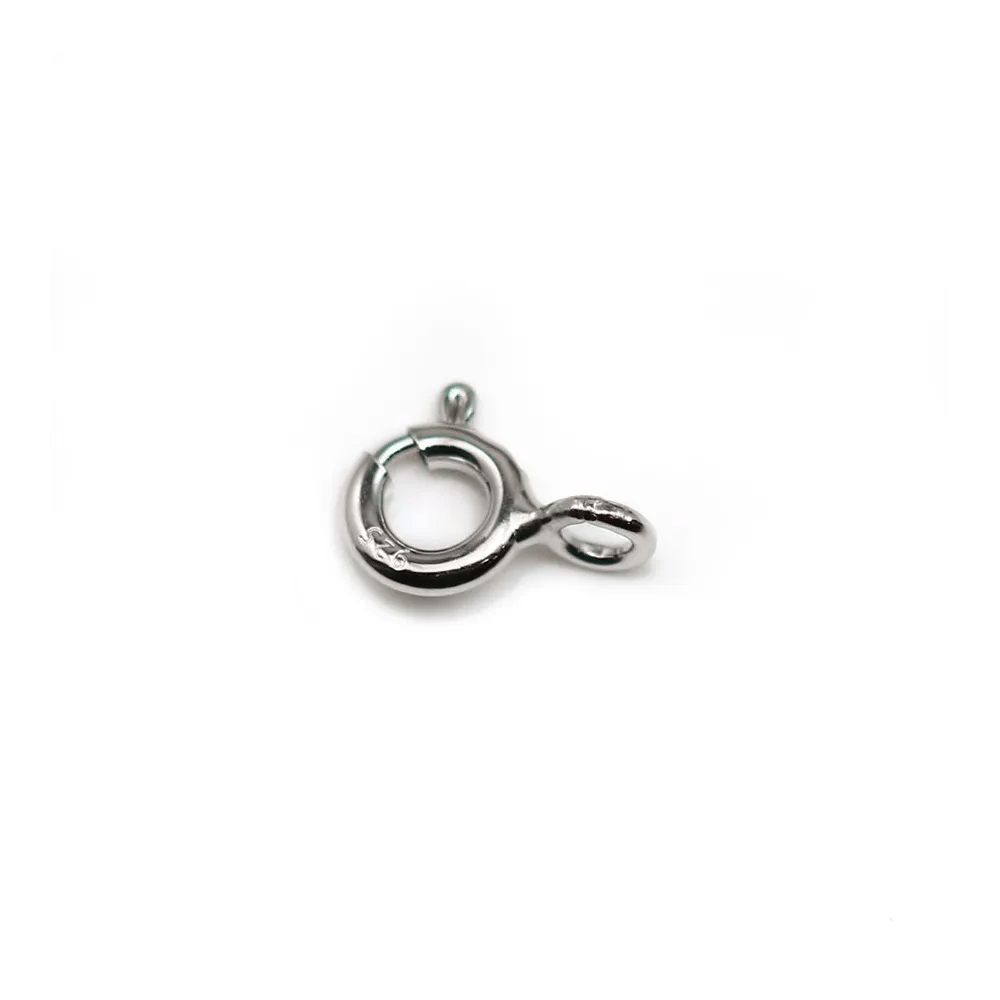 Argent 925 Rhodié Fermoir Anneau Ressort  5mm x 2pcs
