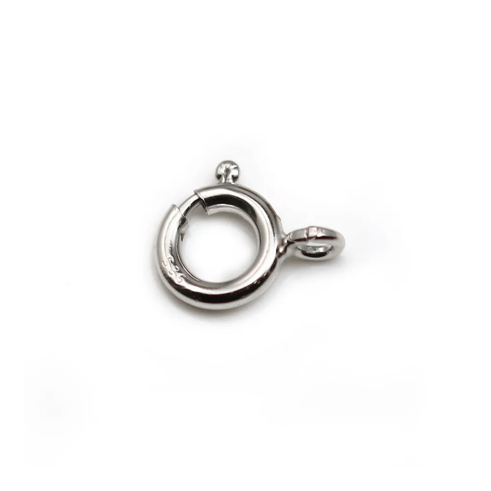 Spring ring clasp, 925 silver rhodium 8mm x 1pc