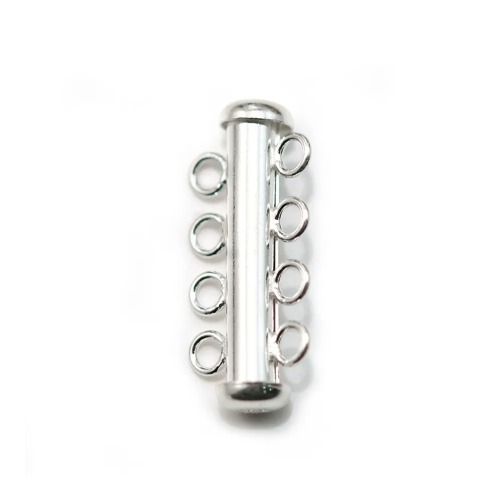 Argent 925 Fermoir Tube 4  Rang  26mm x 1pc