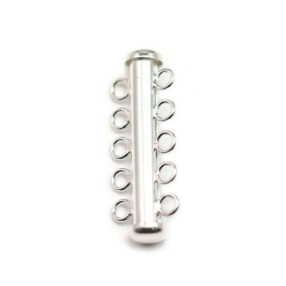 Argent 925 Fermoir Tube 5 Rang 30.5 mm x 1pc