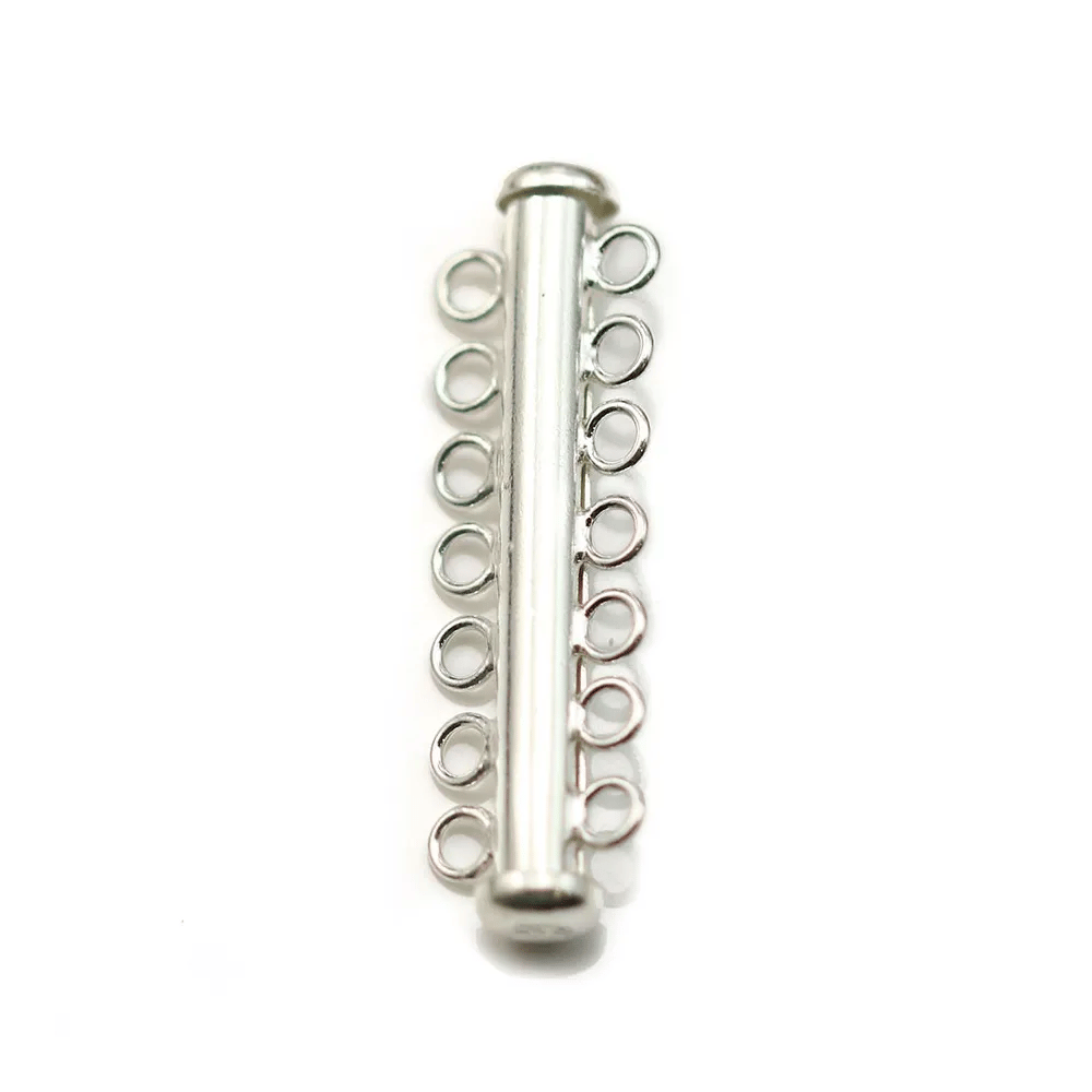 Fermoir en tube 7 rangs, en argent 925 37.7mmx11mm x 1pc