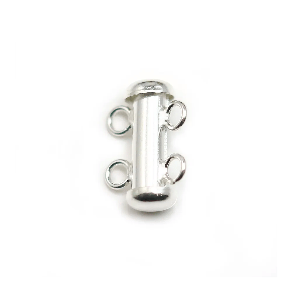 Argent 925 Fermoir Tube 2 Rang 15mm  x 1pc